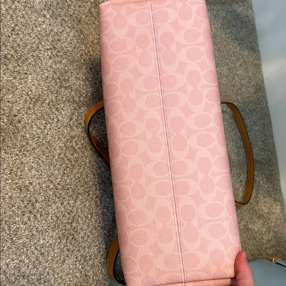 Coach Pink Signature Tote with Brown Trim and Matching Pouch - Picture 8 of 8
